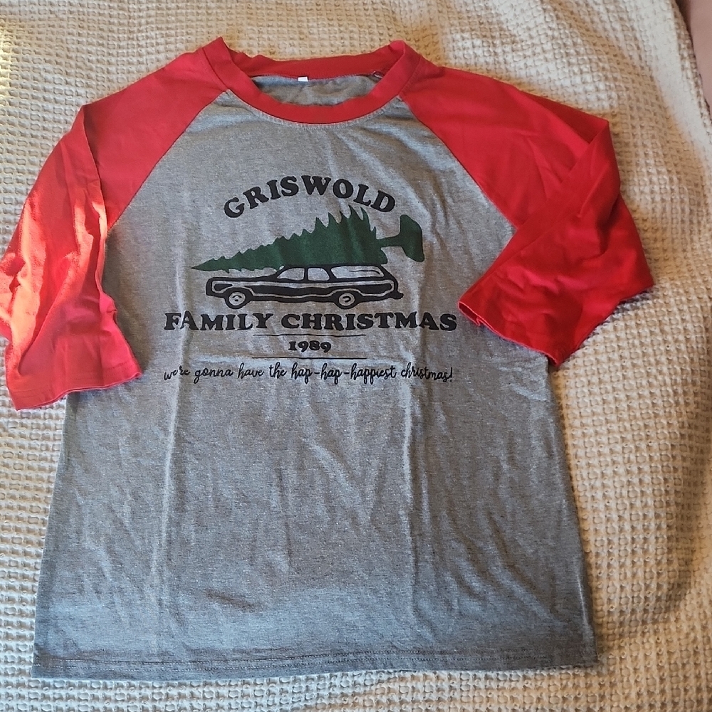 Family Christmas Kids Raglan Shirt - Red & Gray